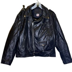 Branded Orchard Motorcycle Leather Camel Logo Jacket Vintage Men’s Large